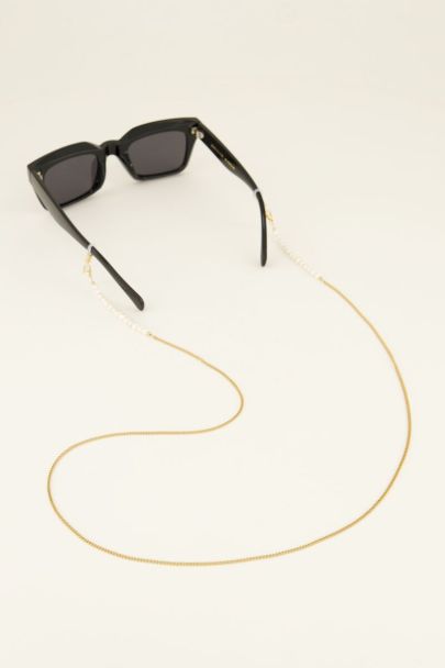 Goldene Brillenkette mit Perlen