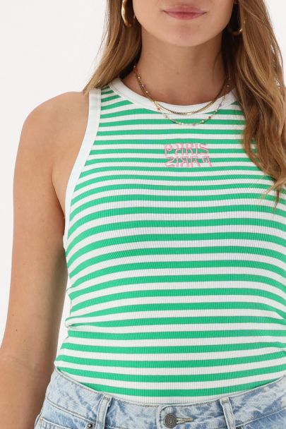 Groen-wit gestreepte tanktop