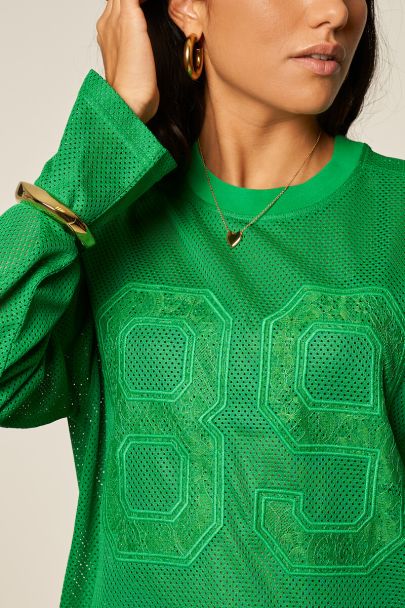 Groen baseball T-shirt met lange mouwen