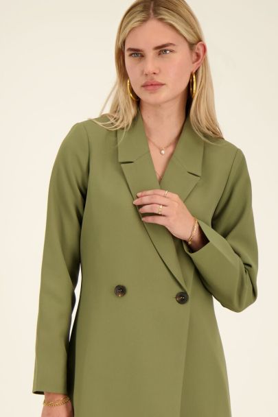 Green belted blazer dress