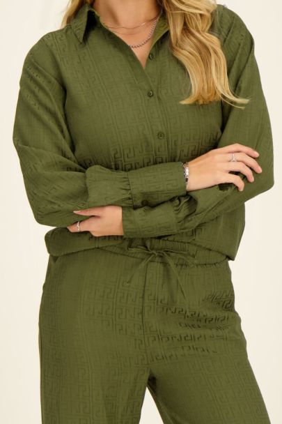 Grüne Bluse mit Jacquard