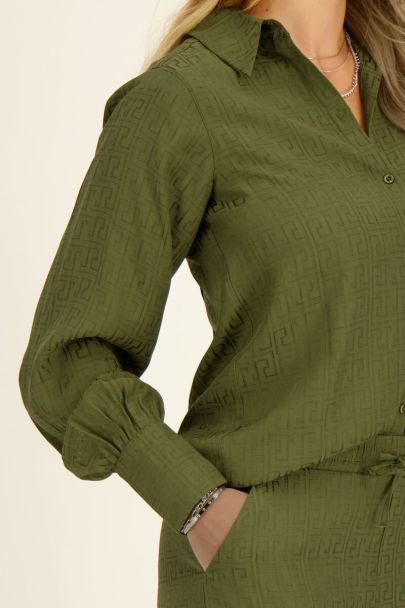 Grüne Bluse mit Jacquard