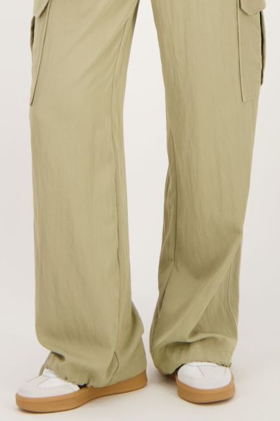 Green cargo pants with elasticated waistband