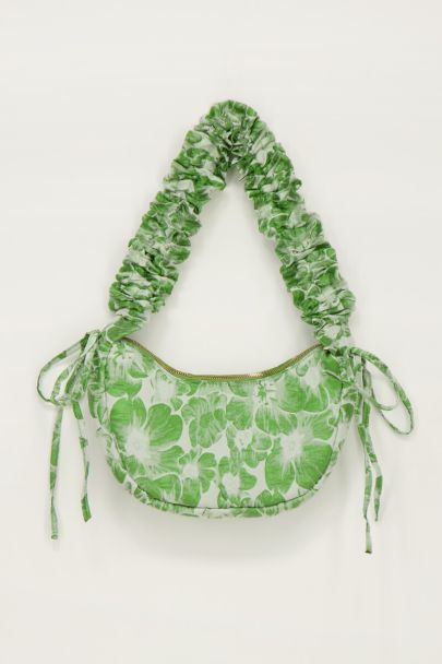 Green crossbody bag with jacquard & ruffles