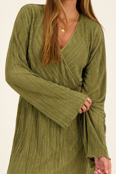 Robe portefeuille plissée verte