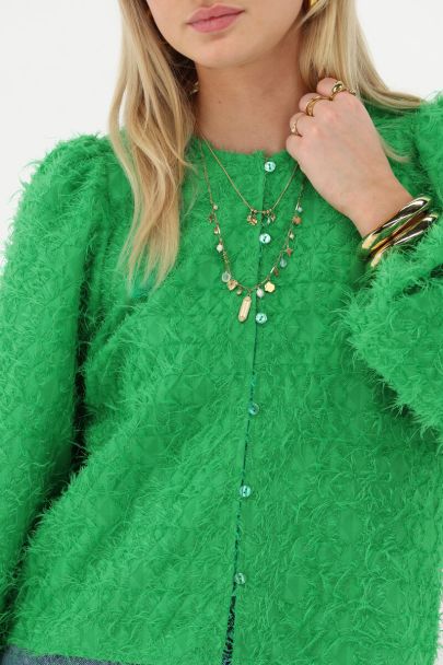 Groene harige top met lange mouwen