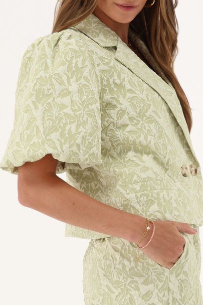 Groene jacquard korte blazer