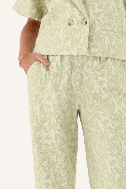 Groene jacquard wide leg broek
