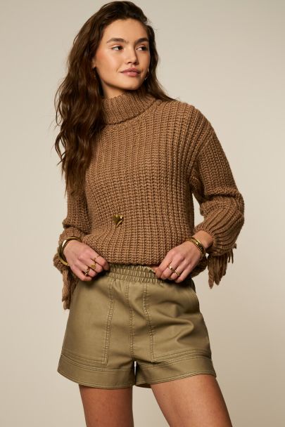 Grüne Shorts in Lederoptik