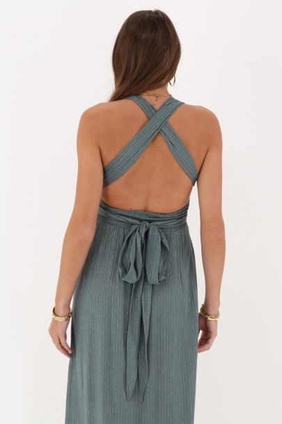 Robe longue verte avec lurex