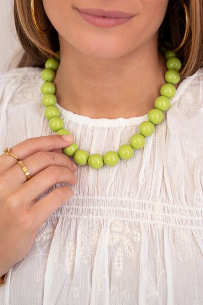 Groene ketting met grove kralen