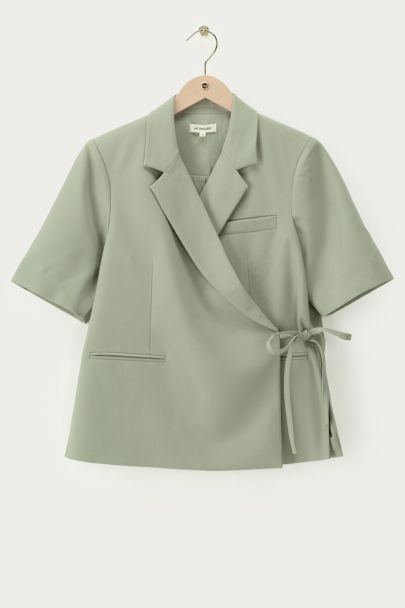 Blazer oversize vert à manches courtes