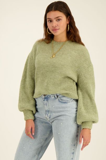 Green oversized knit sweater