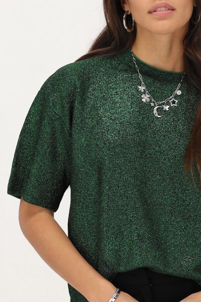 Green oversized T-shirt with lurex
