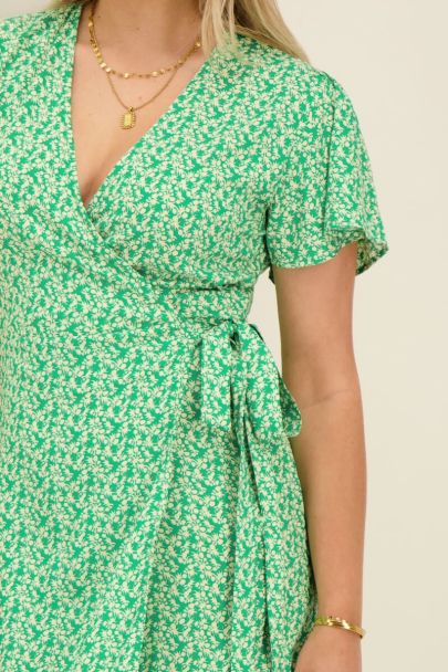 Green printed midi dress