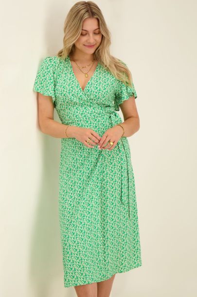 Groene midi jurk met print