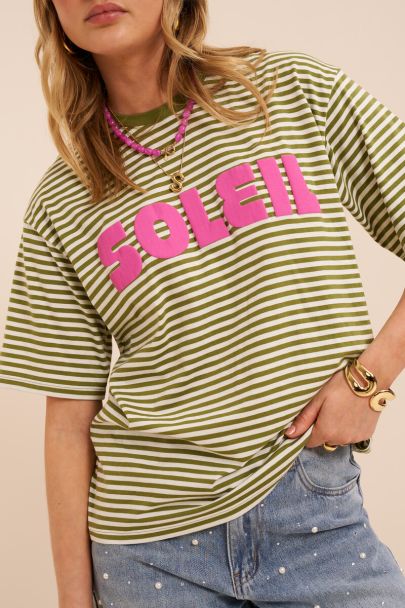 Groen gestreept T-shirt "Soleil"