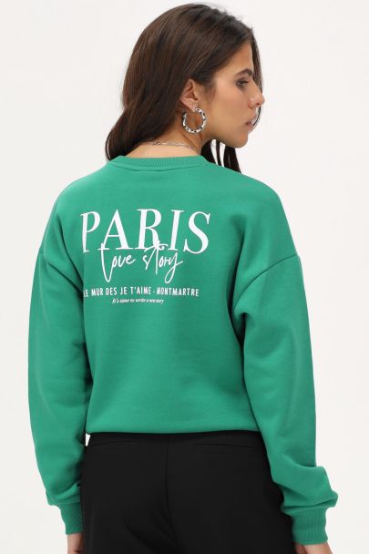 Sweat vert "Paris love story"