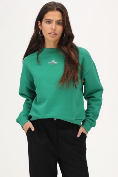 Sweat vert "Paris love story"