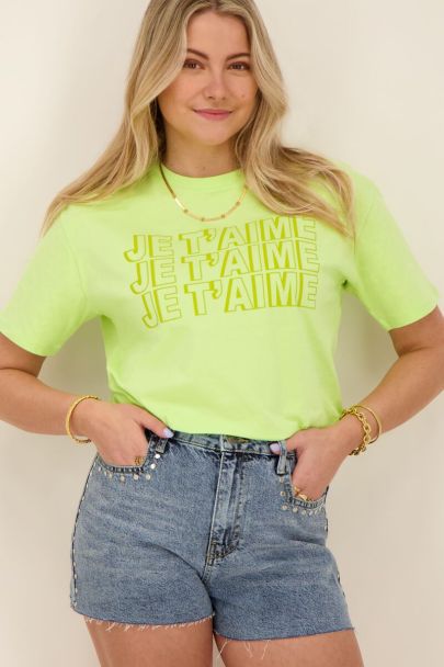 Limegroen T-shirt je t’aime