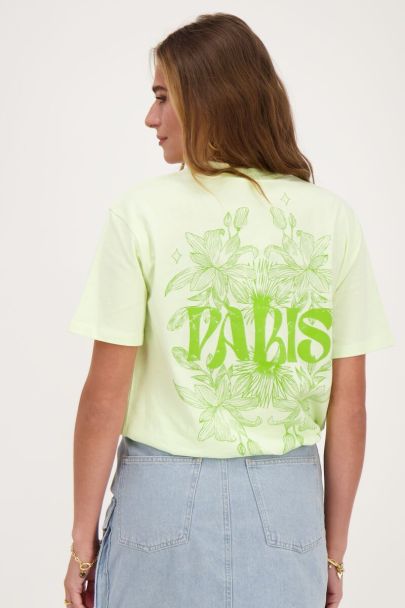 Grünes T-Shirt "Paris" mit Blumen