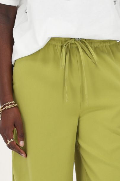 Lime green wide leg trousers with tie cord