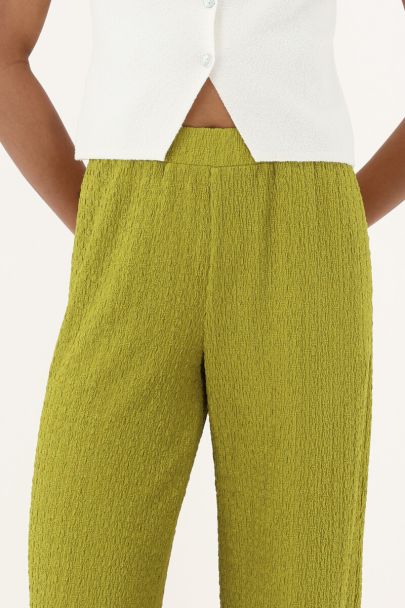 Groene wide leg pantalon met structuur