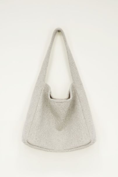 Grey boucle tote bag