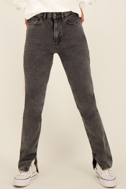 Grijze jeans met split