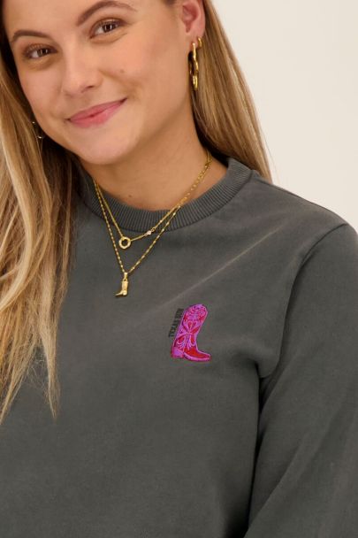 Grijze sweater met western laars