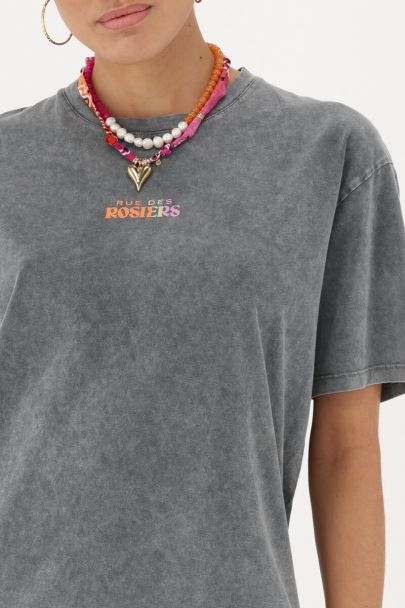 Grijs T-shirt "Rue des rosiers"