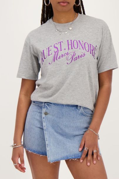 Graues T-Shirt mit Glitzer ''Rue st. honoré''