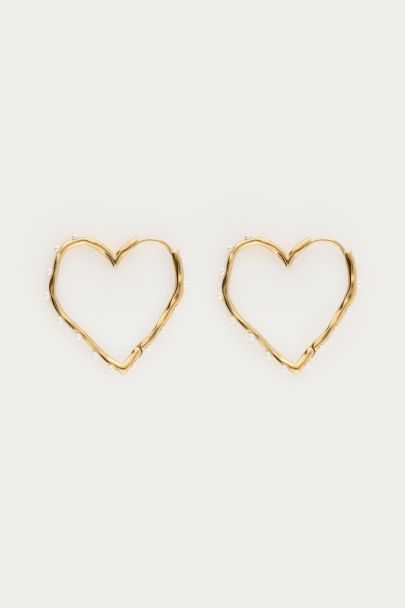 Boucles d'oreilles cœur avec perles fantaisie 