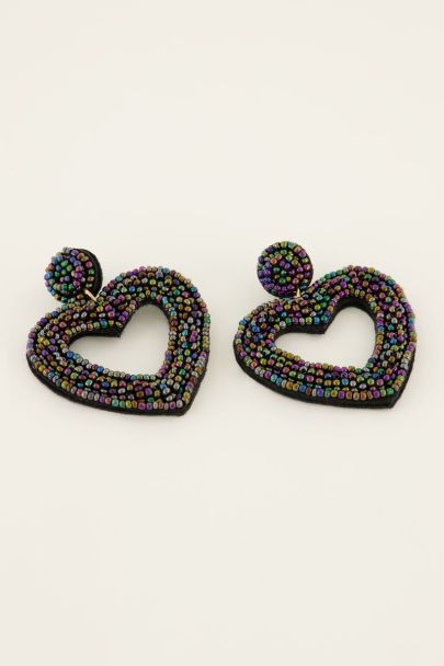 Hartvormige statement oorbellen met kralen | My Jewellery