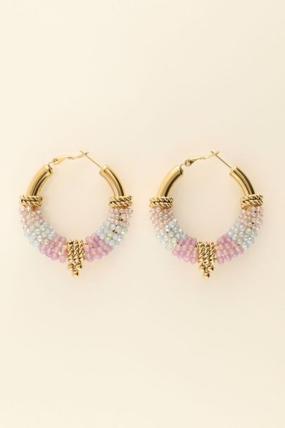 Chunky hoop earrings with blue beads | My Jewellery