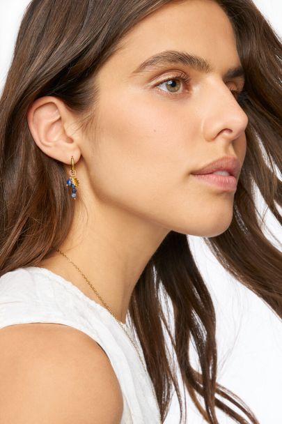Boucles d'oreilles avec perles bleu foncé et soleil
