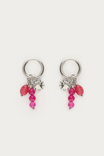 Creolen mit pinken Perlen und Sonne
