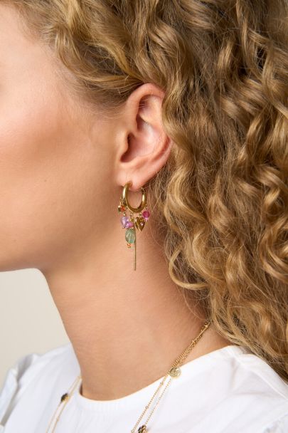 Boucles d'oreilles avec cœur et perles multicolores