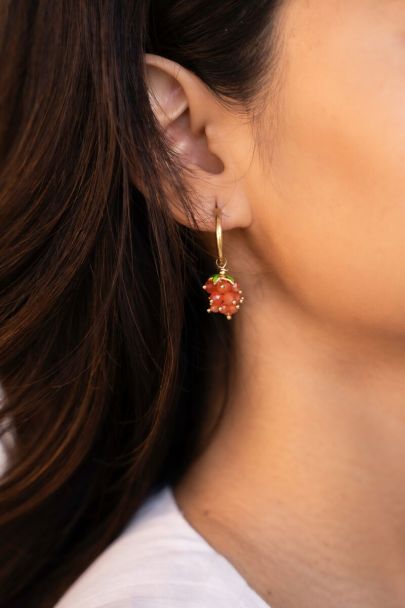 Earring with orange grape cluster