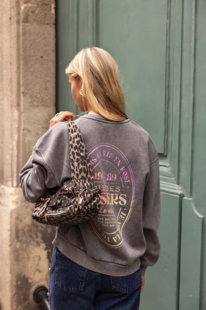 Dunkelgrauer Pullover "Rue des rosiers"