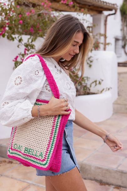 Sac en crochet rose ciao bella