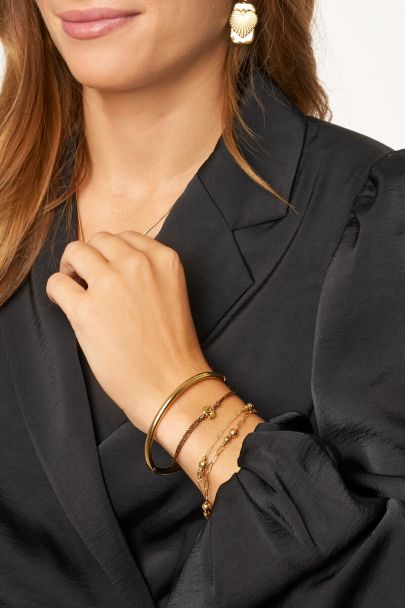 Bracelet de corde Initiale en lurex marron