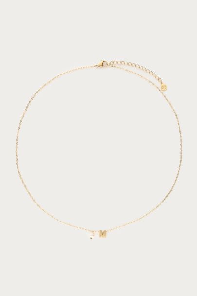 Initial ketting met zoetwaterparel