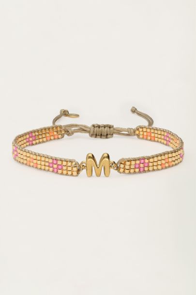 Bracelet à initial en corde avec perles miyuki