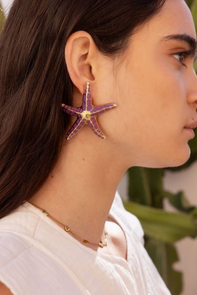 Sunrocks purple statement starfish studs