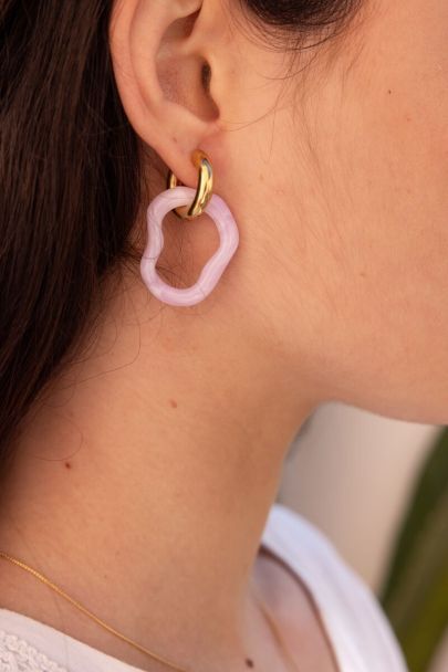Ocean lilac hoop earrings organic shape small