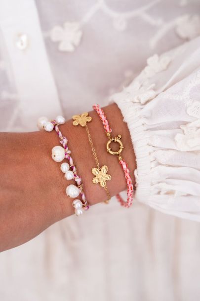 Island bracelet en perles roses avec fermoir