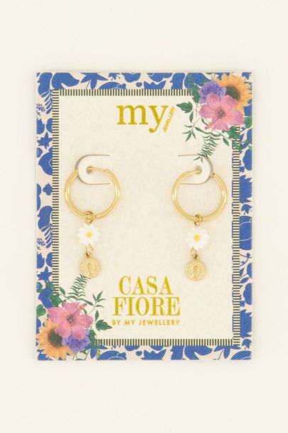 Casa fiore oorringen witte zonnebloem | My Jewellery