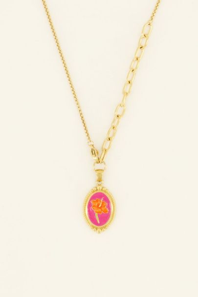 Casa fiore ketting met roze bloemen hanger | My Jewellery