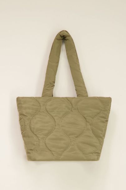 Khaki padded tote bag 